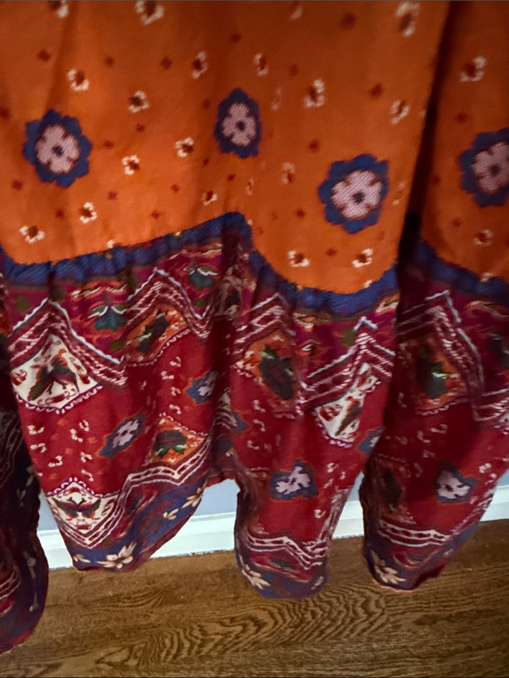 Speed Control New York Boho Floral Smocked Maxi Dress Orange M - Picture 6 of 12